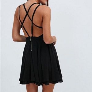 urban outfitters short strappy black dress